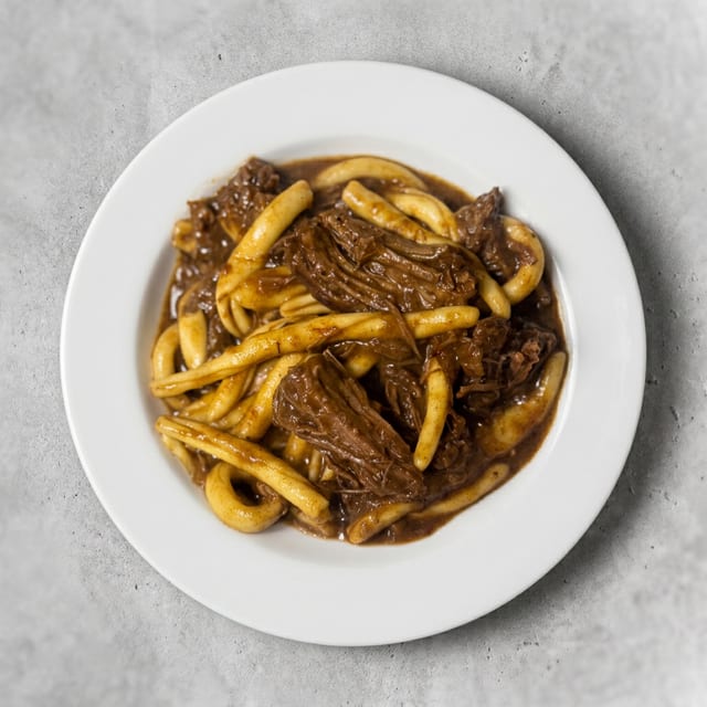 Handmade Fusilli with Braised Short Rib.